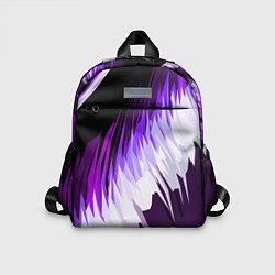 Детский рюкзак Бело-фиолетовые острые полосы на чёрном фоне, цвет: 3D-принт