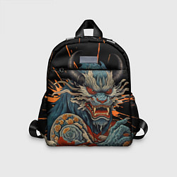 Детский рюкзак Японский дракон и волны в стиле тату ирезуми, цвет: 3D-принт