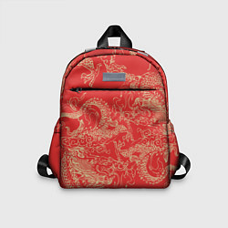 Детский рюкзак Золотые драконы на красном