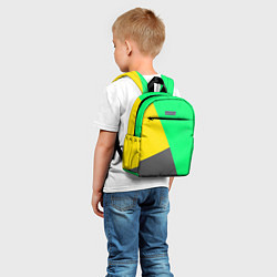 Детский рюкзак Жёлто-серо-зелёный трёхцветный, цвет: 3D-принт — фото 2