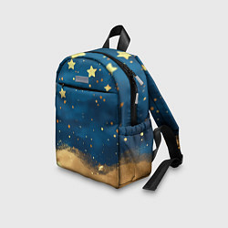 Детский рюкзак Золотые звезды на синем фоне текстура, цвет: 3D-принт — фото 2