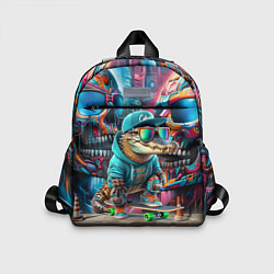 Детский рюкзак Крокодилёныш крутой скейтбордист - киберпанк