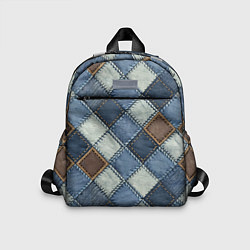 Детский рюкзак Джинсовый пэчворк ромбовый узор, цвет: 3D-принт