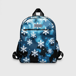 Детский рюкзак Стилизованный паттерн со снежинками тёмно-синий, цвет: 3D-принт