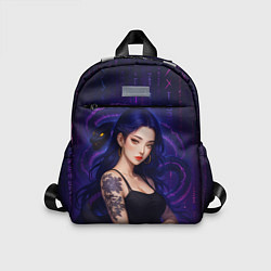 Детский рюкзак Девушка с тату на руке и пурпурная змея, цвет: 3D-принт