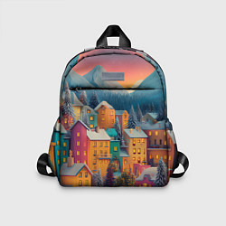 Детский рюкзак Новогодний город в горах, цвет: 3D-принт