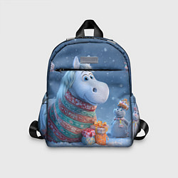 Детский рюкзак Новогодняя лошадь с подарками, цвет: 3D-принт