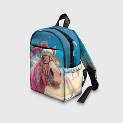 Детский рюкзак Новогодняя лошадь в очках, цвет: 3D-принт — фото 2