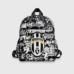 Детский рюкзак Ювентус аниме черно белые надписи, цвет: 3D-принт