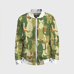 Бомбер детский Камуфляж- зелёные кошки, цвет: 3D-белый