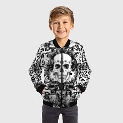 Бомбер детский Grunge Skull, цвет: 3D-черный — фото 2