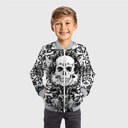 Бомбер детский Grunge Skull, цвет: 3D-серый — фото 2