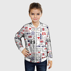 Бомбер детский Лондон коллаж, цвет: 3D-белый — фото 2