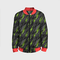 Бомбер детский Зеленые молнии паттерн, цвет: 3D-красный