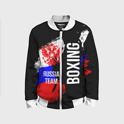 Бомбер детский Boxing Russia Team и герб РФ, цвет: 3D-белый