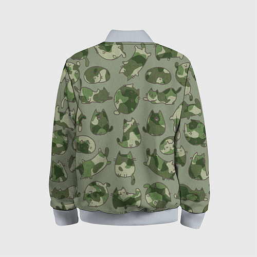 Детский бомбер Камуфляж с котиками хаки / 3D-Серый – фото 2