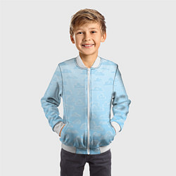 Бомбер детский Очень светлые голубые облака, цвет: 3D-белый — фото 2