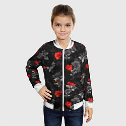Бомбер детский Красные цветы, цвет: 3D-белый — фото 2