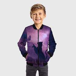Бомбер детский Кошка играет с бабочкой, цвет: 3D-черный — фото 2