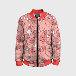Бомбер детский Свиньи, цвет: 3D-красный