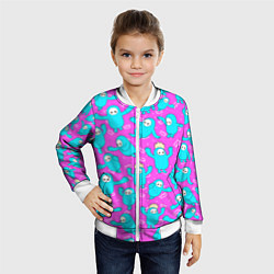 Бомбер детский Fall guys Pink, цвет: 3D-белый — фото 2