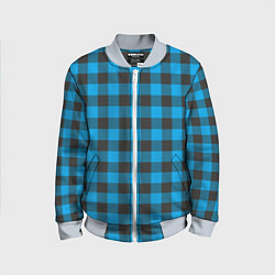 Бомбер детский Голубая клетка, цвет: 3D-серый