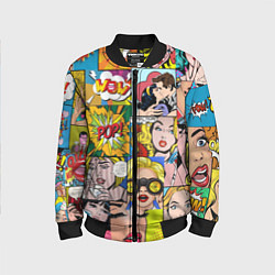 Бомбер детский Pop Art, цвет: 3D-черный