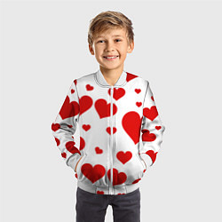 Бомбер детский Сердечки, цвет: 3D-белый — фото 2