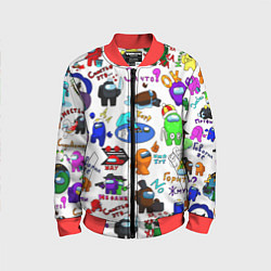 Бомбер детский AMONG US STICKERBOMBING, цвет: 3D-красный