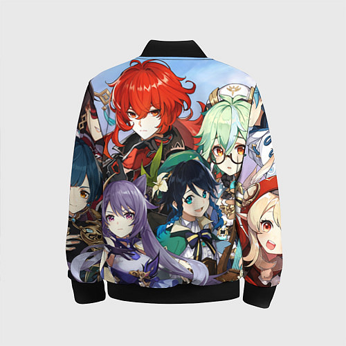 Детский бомбер Персонажи Genshin Impact / 3D-Черный – фото 2