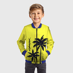 Бомбер детский Cyberpunk 2077 - Пальмы, цвет: 3D-синий — фото 2