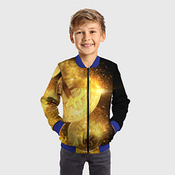 Бомбер детский БИТКОИН ЗОЛОТО BITCOIN GOLD, цвет: 3D-синий — фото 2