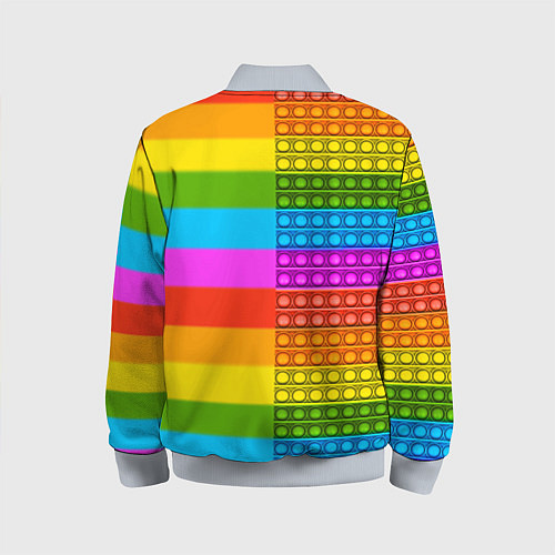 Детский бомбер POP it вертикальная надпись / 3D-Серый – фото 2