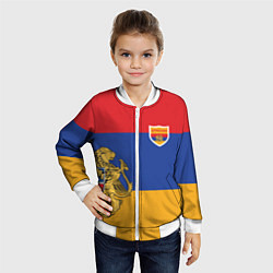 Бомбер детский Armenia coat of arms and flag, цвет: 3D-белый — фото 2