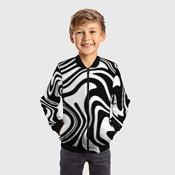 Бомбер детский Черно-белые полосы Black and white stripes, цвет: 3D-черный — фото 2