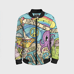 Бомбер детский All you need is The Beatles, цвет: 3D-черный