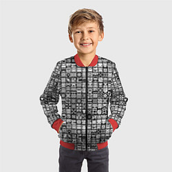 Бомбер детский Geometry Dash: BW Pattern, цвет: 3D-красный — фото 2