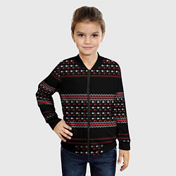 Бомбер детский НОВОГОДНИЙ ПАТТЕРН SWEATER, цвет: 3D-черный — фото 2