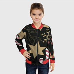 Бомбер детский Новогоднее Настроение Звезды, цвет: 3D-красный — фото 2