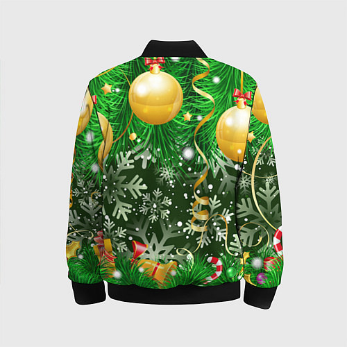 Детский бомбер Новогоднее Настроение Елка / 3D-Черный – фото 2