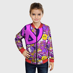 Бомбер детский Психоделика Существа Знаки, цвет: 3D-красный — фото 2