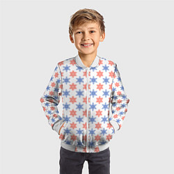 Бомбер детский Снежинки паттернsnowflakes pattern, цвет: 3D-белый — фото 2