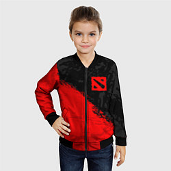 Бомбер детский DOTA 2 RED LOGO, БРЫЗГИ КРАСОК, цвет: 3D-черный — фото 2