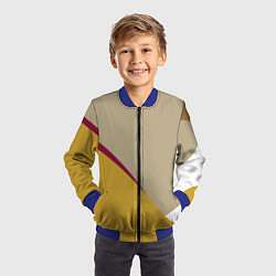 Бомбер детский Линии На бежевом Фоне, цвет: 3D-синий — фото 2