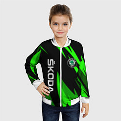Бомбер детский SKODA Логотип Узор, цвет: 3D-белый — фото 2