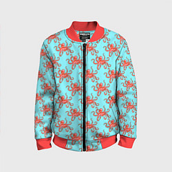 Бомбер детский Осьминог паттерн, цвет: 3D-красный