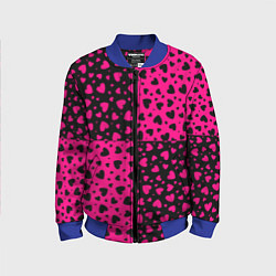 Бомбер детский Черно-Розовые сердца, цвет: 3D-синий