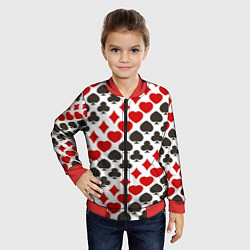 Бомбер детский Карточные Масти Card Suits, цвет: 3D-красный — фото 2