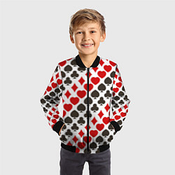 Бомбер детский Карточные Масти Card Suits, цвет: 3D-черный — фото 2