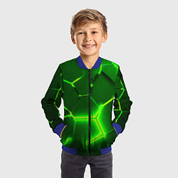 Бомбер детский 3D ПЛИТЫ НЕОН NEON GREEN HEXAGON РАЗЛОМ, цвет: 3D-синий — фото 2